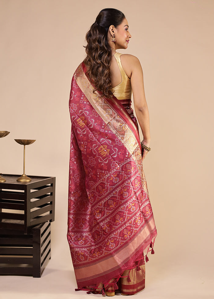 Pink Tussar Silk Saree With Blouse Piece