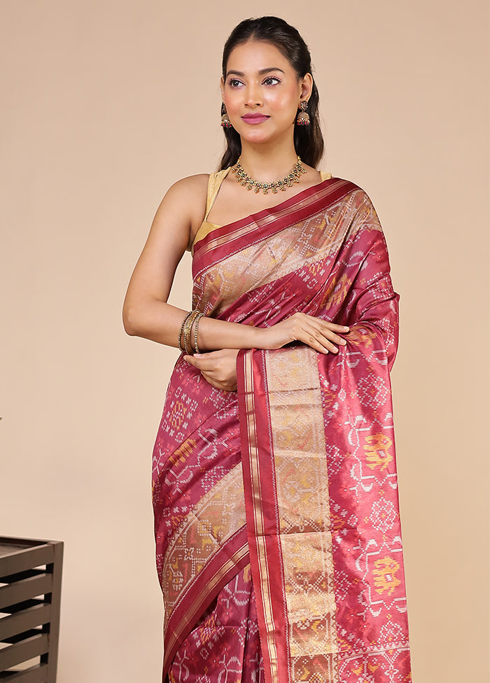 Pink Tussar Silk Saree With Blouse Piece