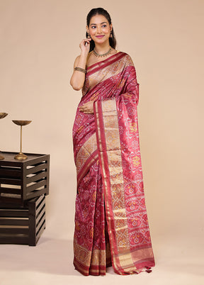 Pink Tussar Silk Saree With Blouse Piece