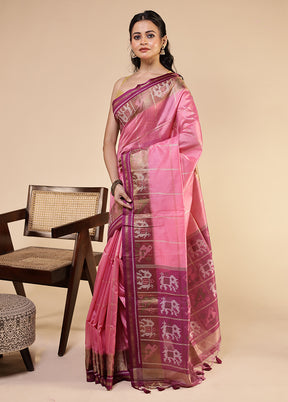 Purple Tussar Silk Saree With Blouse Piece