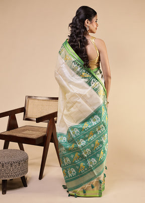 Green Tussar Silk Saree With Blouse Piece