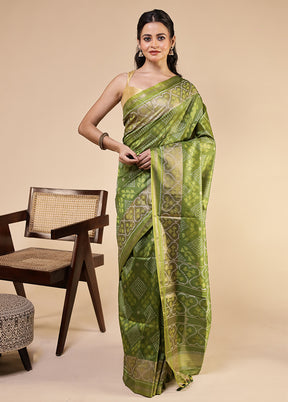Green Tussar Silk Saree With Blouse Piece