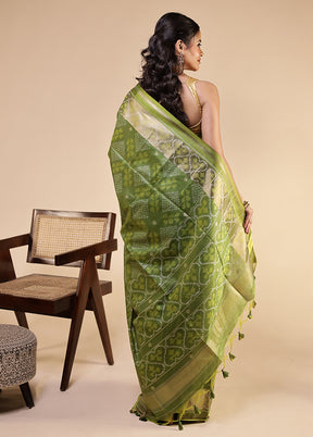 Green Tussar Silk Saree With Blouse Piece