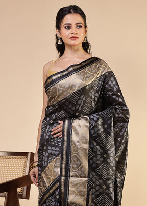 Black Tussar Silk Saree With Blouse Piece