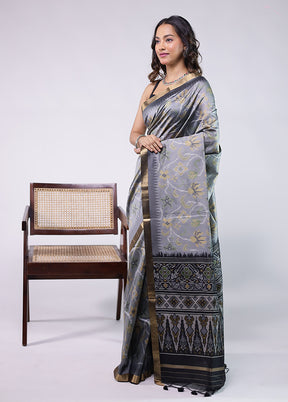 Purple Tussar Silk Saree With Blouse Piece