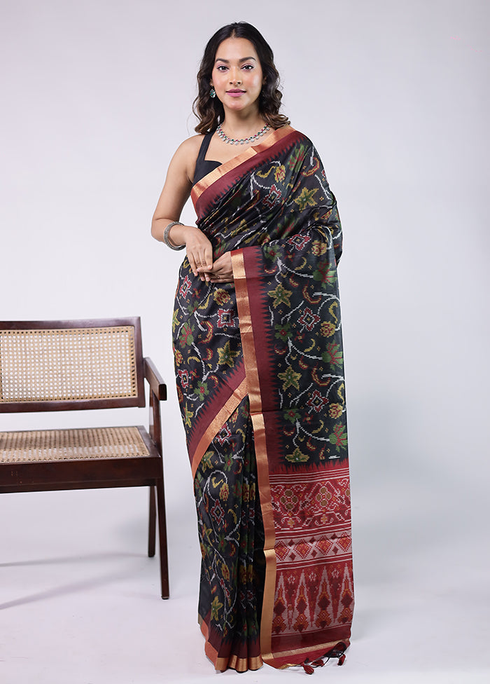 Black Tussar Silk Saree With Blouse Piece