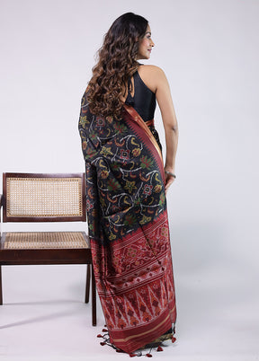 Black Tussar Silk Saree With Blouse Piece