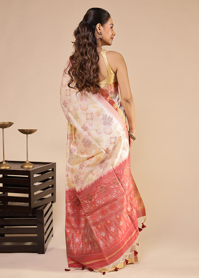Cream Tussar Silk Saree With Blouse Piece