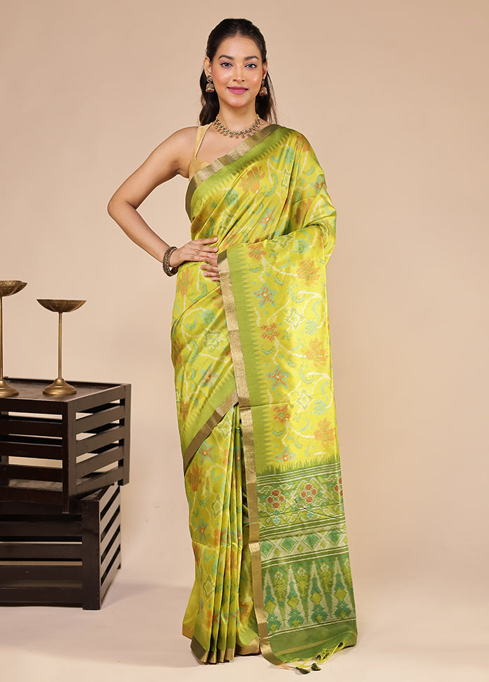 Green Tussar Silk Saree With Blouse Piece