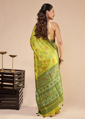 Green Tussar Silk Saree With Blouse Piece