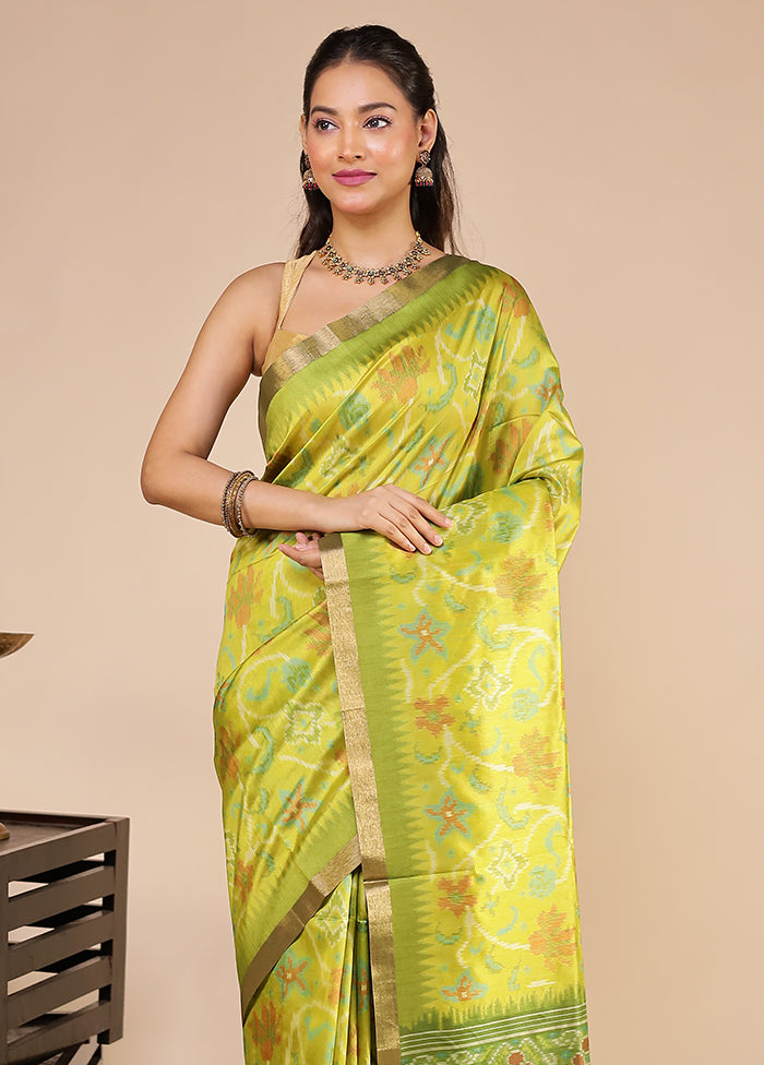 Green Tussar Silk Saree With Blouse Piece