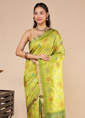 Green Tussar Silk Saree With Blouse Piece