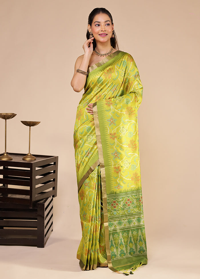 Green Tussar Silk Saree With Blouse Piece
