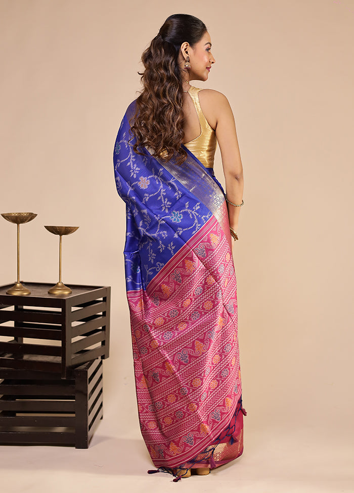 Blue Tussar Silk Saree With Blouse Piece