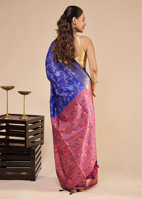 Blue Tussar Silk Saree With Blouse Piece