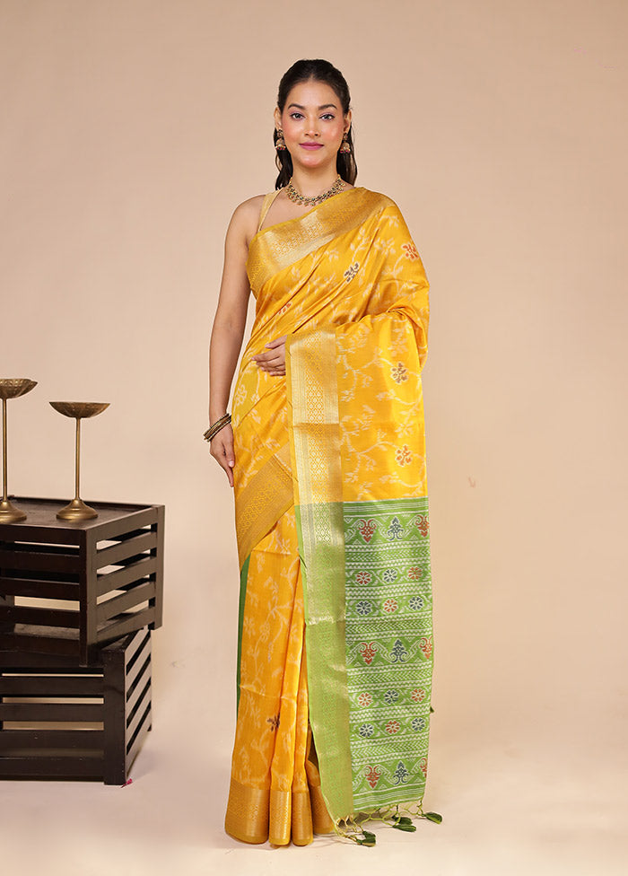 Yellow Tussar Silk Saree With Blouse Piece