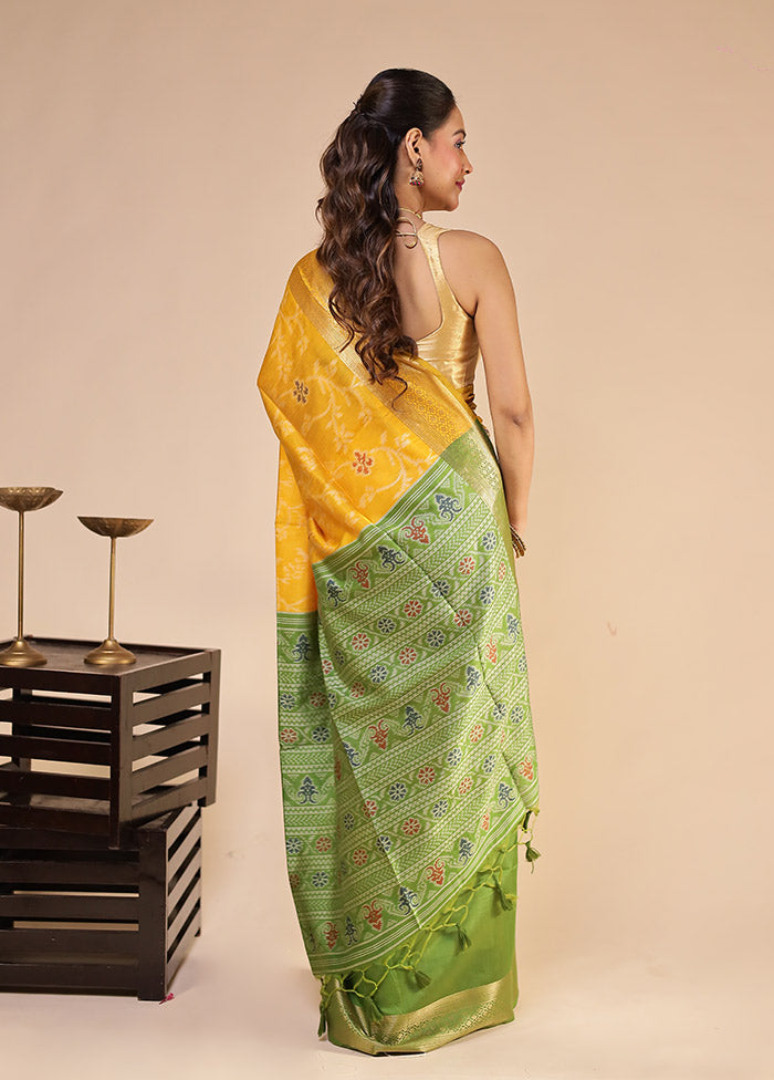 Yellow Tussar Silk Saree With Blouse Piece