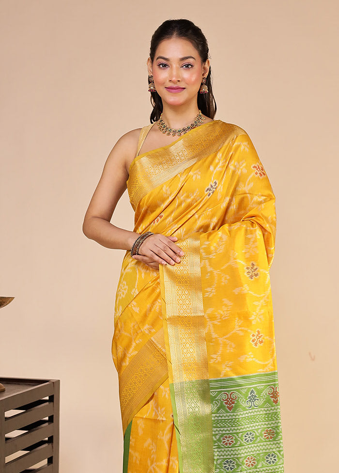 Yellow Tussar Silk Saree With Blouse Piece