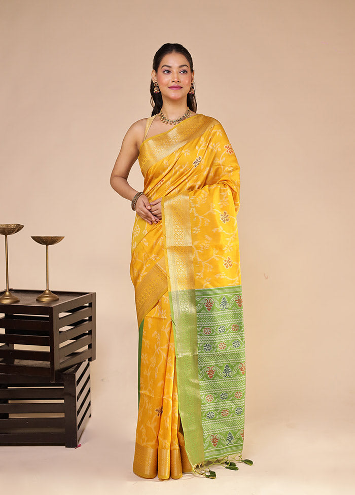 Yellow Tussar Silk Saree With Blouse Piece