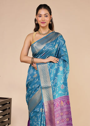 Green Tussar Silk Saree With Blouse Piece