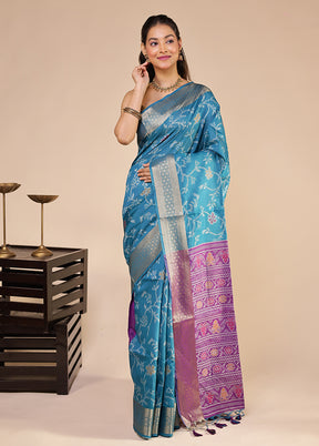 Green Tussar Silk Saree With Blouse Piece