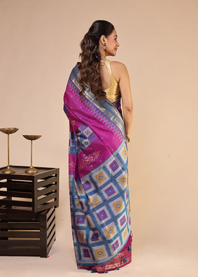 Purple Tussar Silk Saree With Blouse Piece