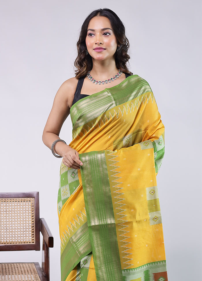 Green Tussar Silk Saree With Blouse Piece