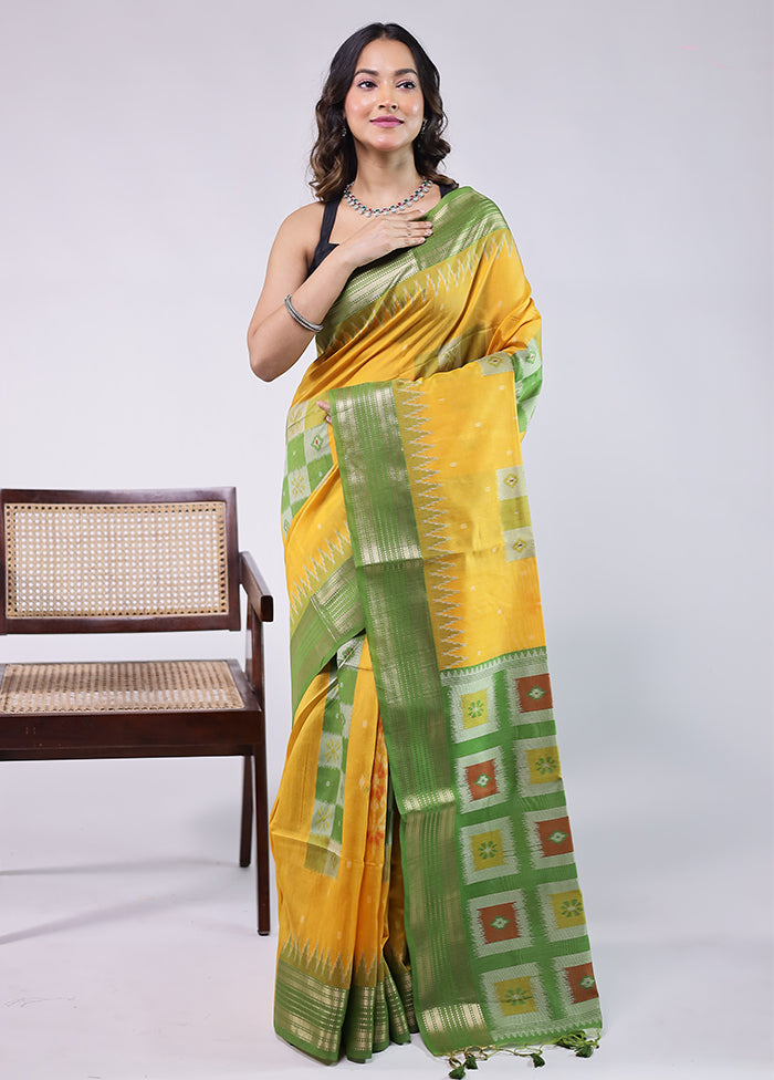 Green Tussar Silk Saree With Blouse Piece