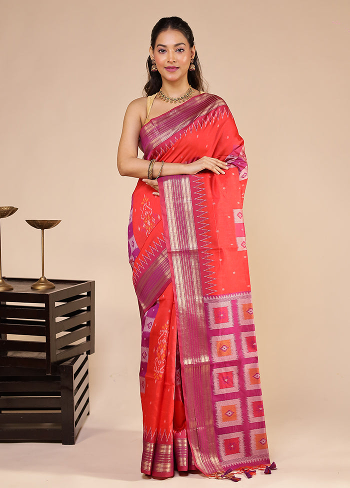 Pink Tussar Silk Saree With Blouse Piece