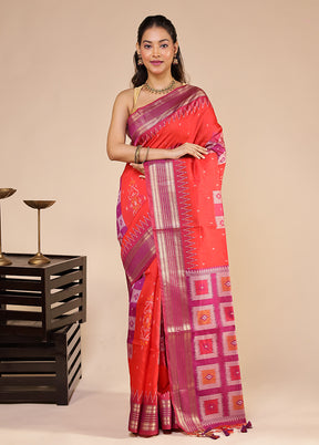 Pink Tussar Silk Saree With Blouse Piece