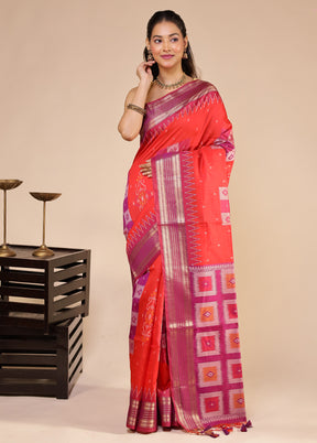 Pink Tussar Silk Saree With Blouse Piece