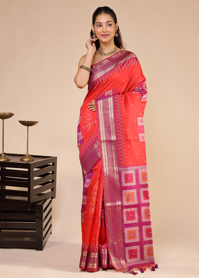 Pink Tussar Silk Saree With Blouse Piece