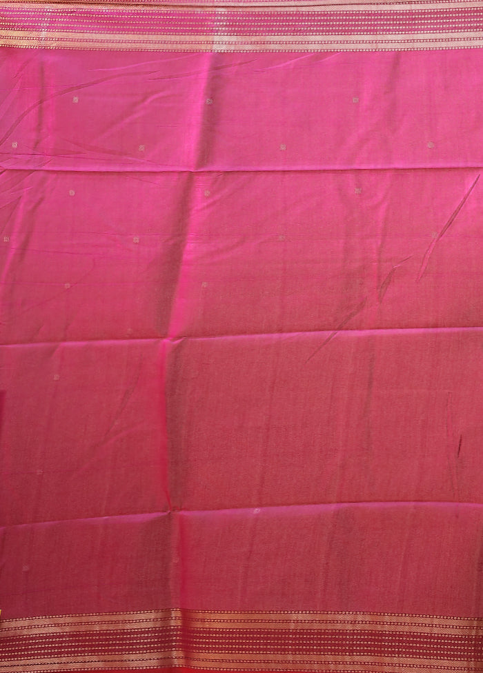 Pink Tussar Silk Saree With Blouse Piece