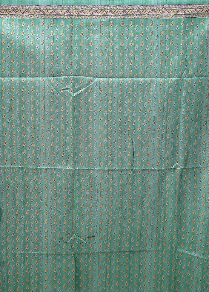 Green Tussar Silk Saree With Blouse Piece