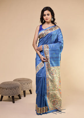 Cream Tussar Silk Saree With Blouse Piece