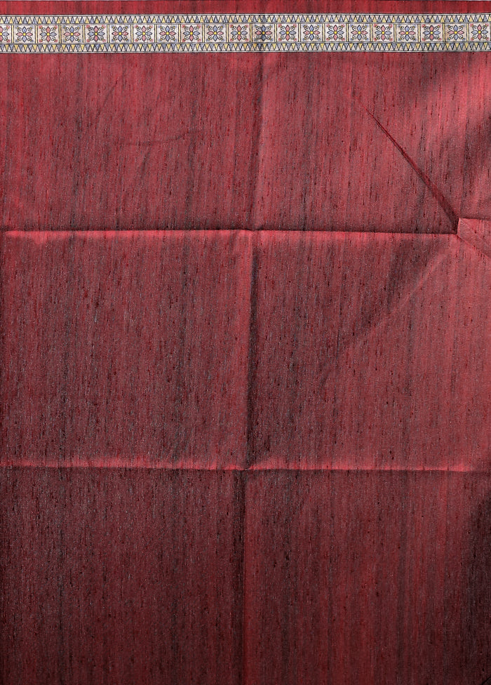 Purple Tussar Silk Saree With Blouse Piece