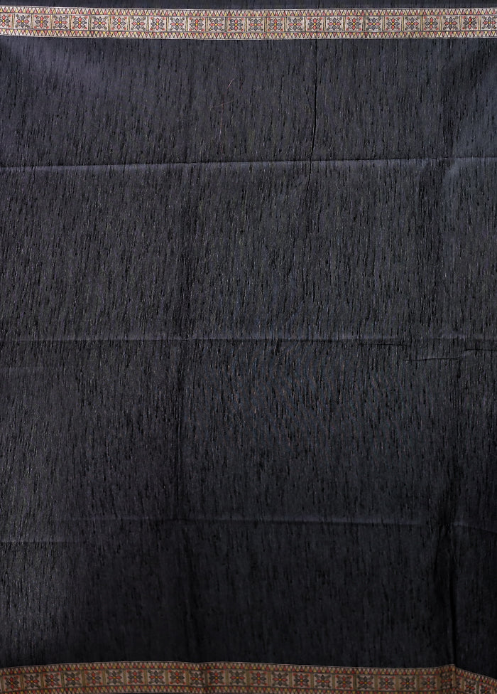 Black Tussar Silk Saree With Blouse Piece