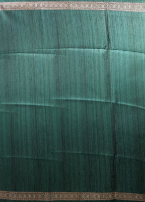 Green Tussar Silk Saree With Blouse Piece