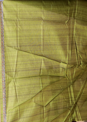 Green Tussar Silk Saree With Blouse Piece