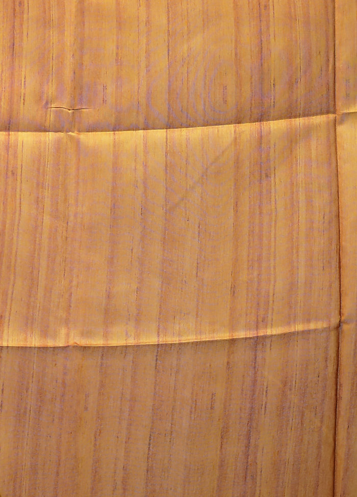 Yellow Tussar Silk Saree With Blouse Piece