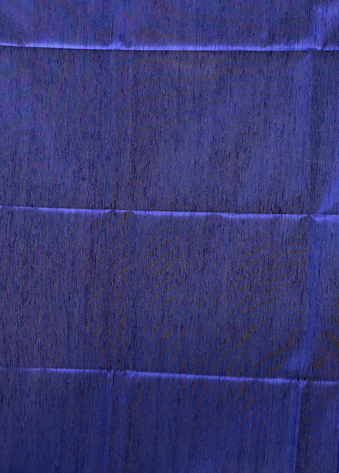 Blue Tussar Silk Saree With Blouse Piece