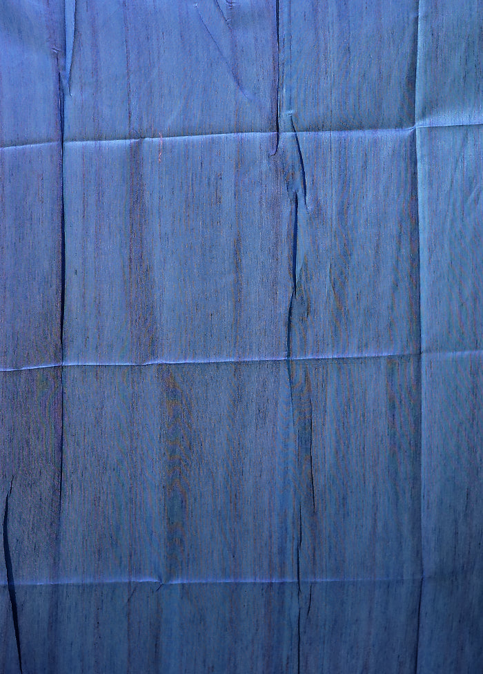 Blue Tussar Silk Saree With Blouse Piece