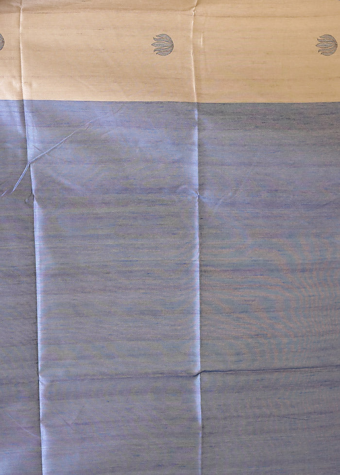 Cream Tussar Silk Saree With Blouse Piece