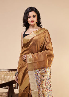Yellow Tussar Silk Saree With Blouse Piece