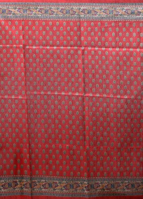Red Tussar Silk Saree With Blouse Piece