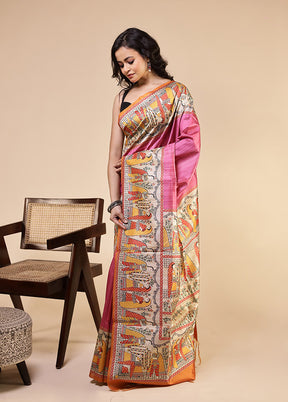 Purple Tussar Silk Saree With Blouse Piece