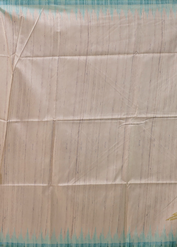Cream Tussar Silk Saree With Blouse Piece