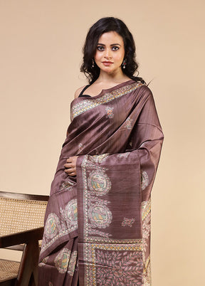 Purple Tussar Silk Saree With Blouse Piece