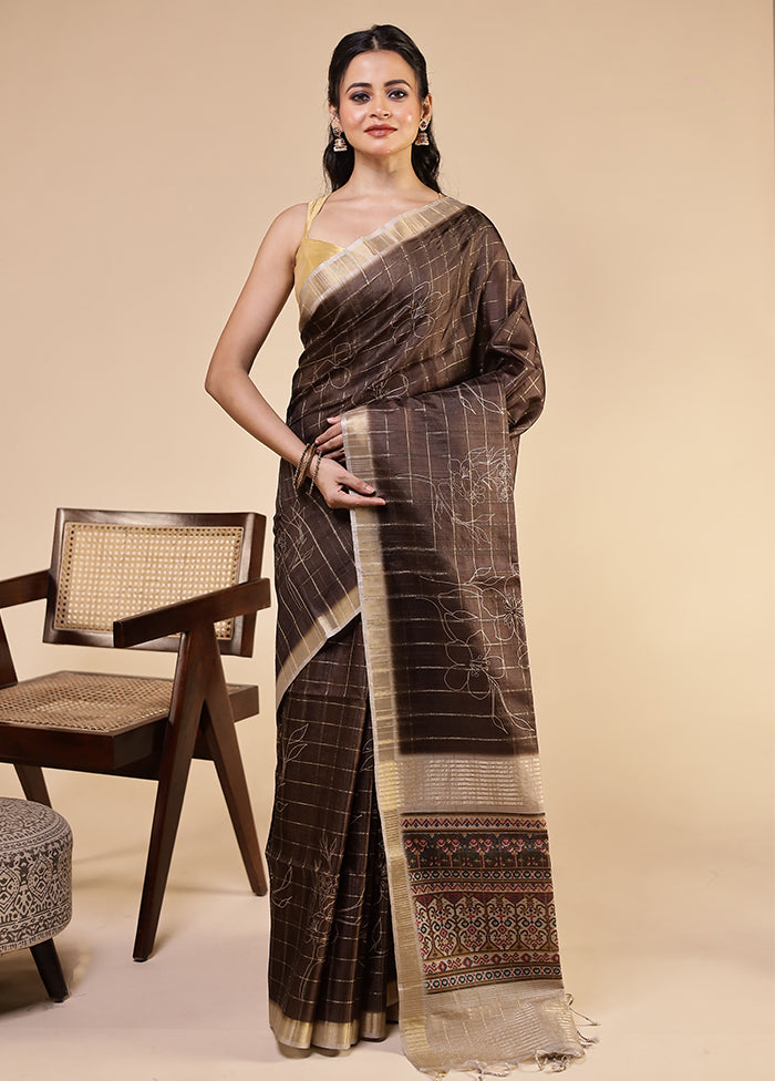 Purple Tussar Silk Saree With Blouse Piece