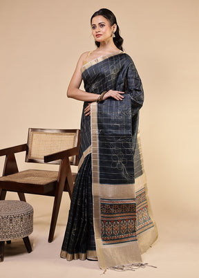 Green Tussar Silk Saree With Blouse Piece
